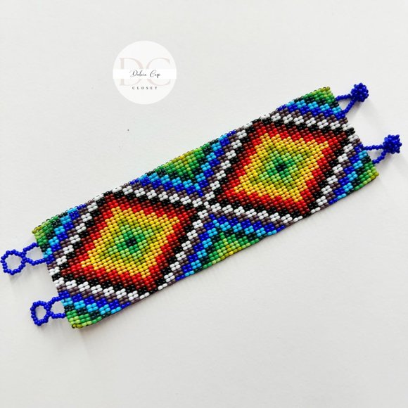 NEW Mexican Huichol, Bracelet, Art Beaded Jewelry Handmade - Picture 5 of 5